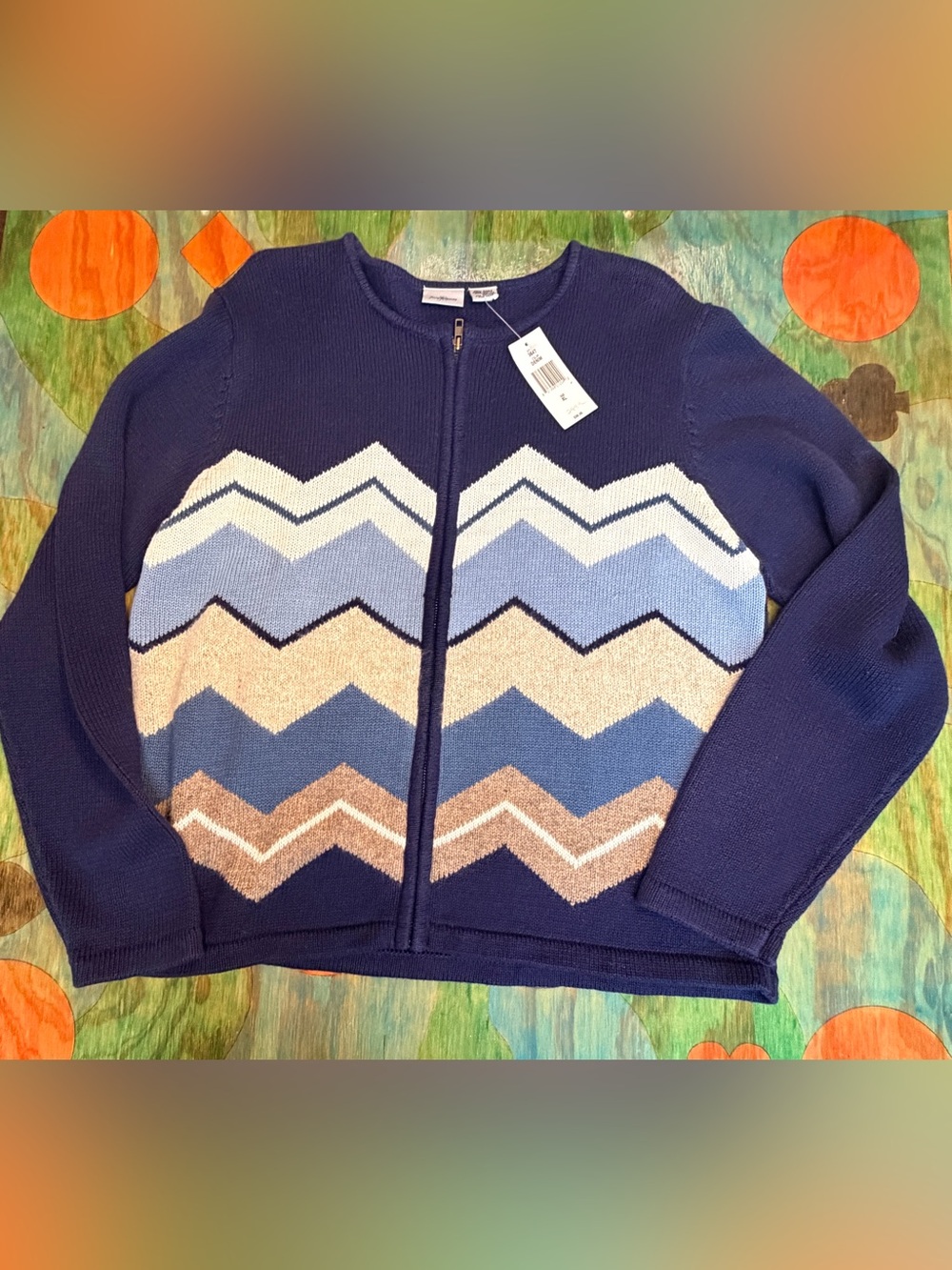 Sweater Womens Jenny Buchanan Size XL Navy Blue Full Zip Cardigan New With Tags